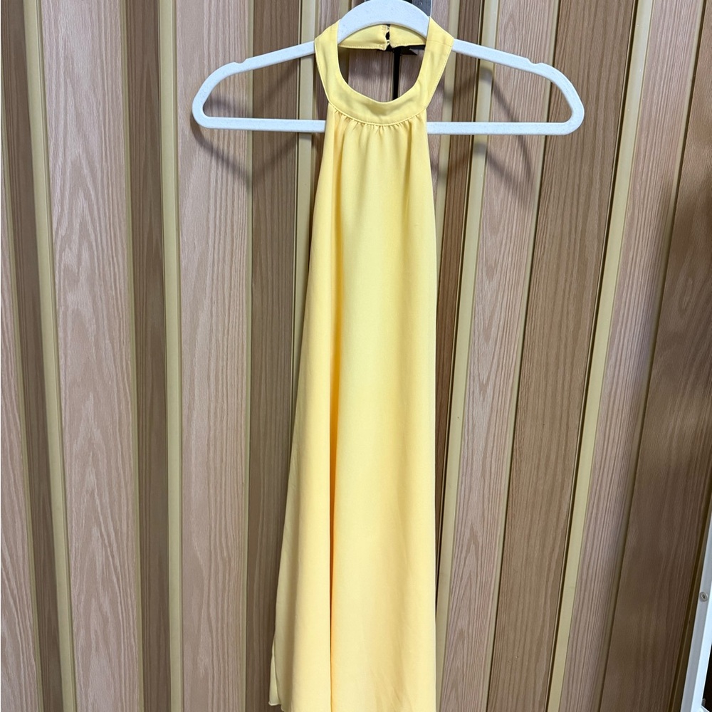 Elegant Yellow Halter Dress
